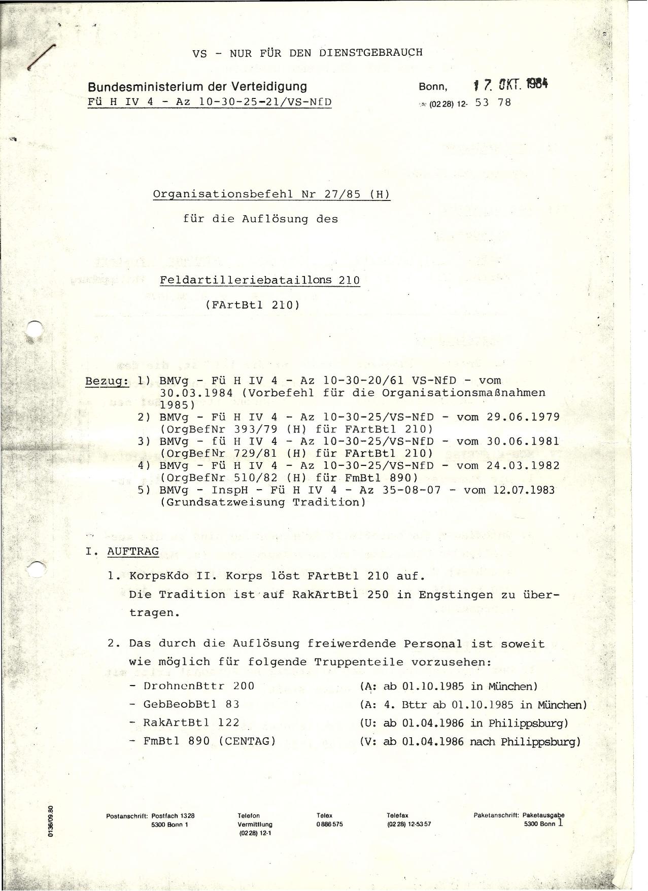 Auflösungsbefehl BMVg-001 Auflösungsbefehl BMVg-001