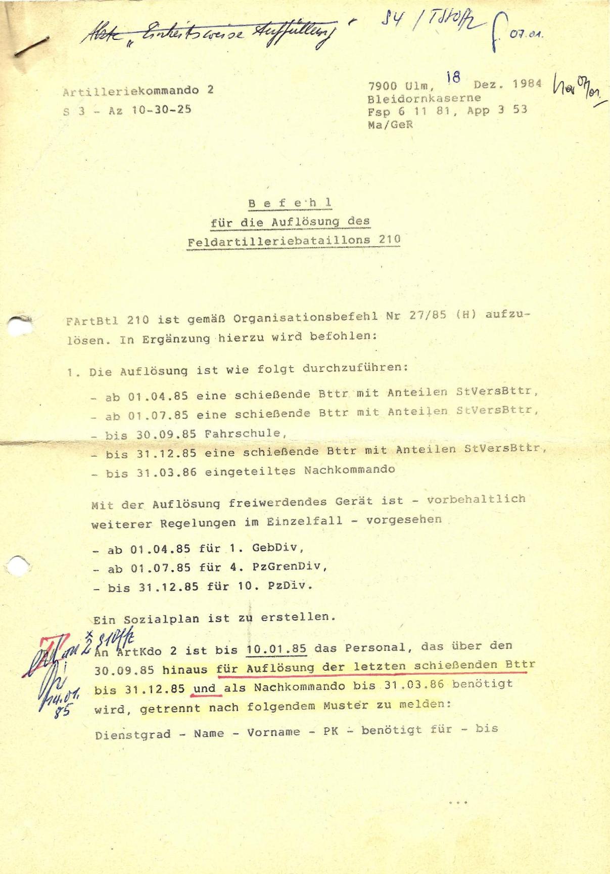 Bef ArtKdo 2 für Auflös 210- 1 f Bef ArtKdo 2 für Auflös 210- 1 f