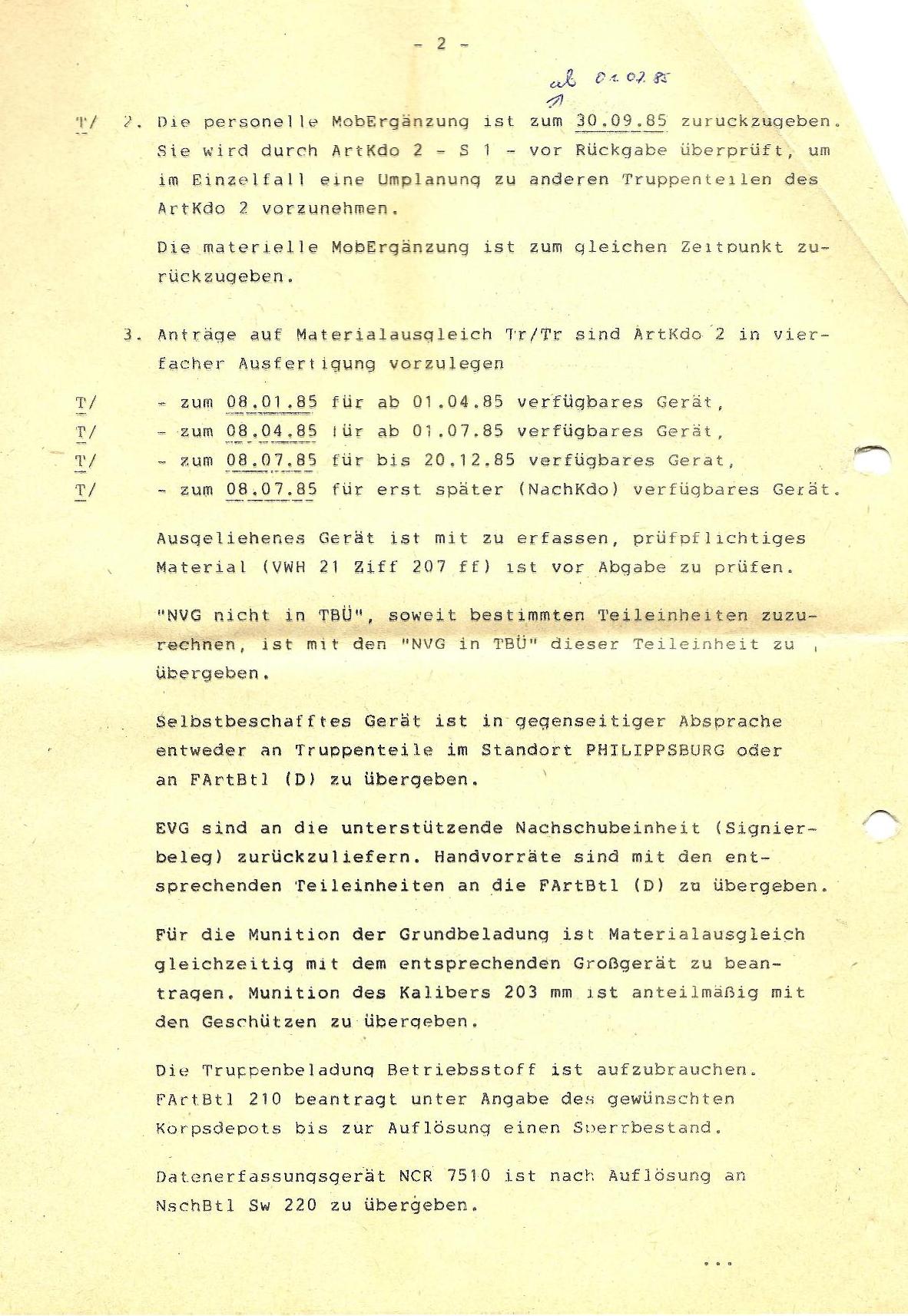 Bef ArtKdo 2 für Auflös 210 2 f. Bef ArtKdo 2 für Auflös 210 2 f.